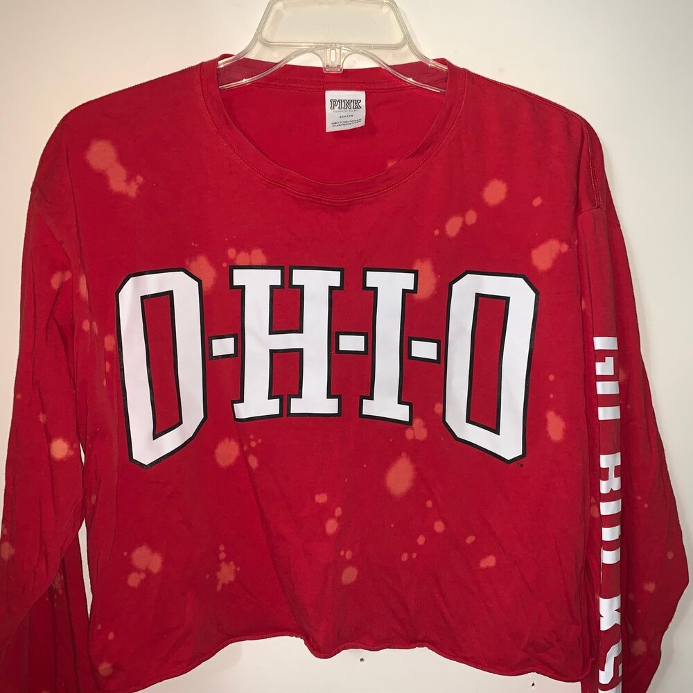VS PINK OSU long sleeve crop top PINK OHIO size S Red